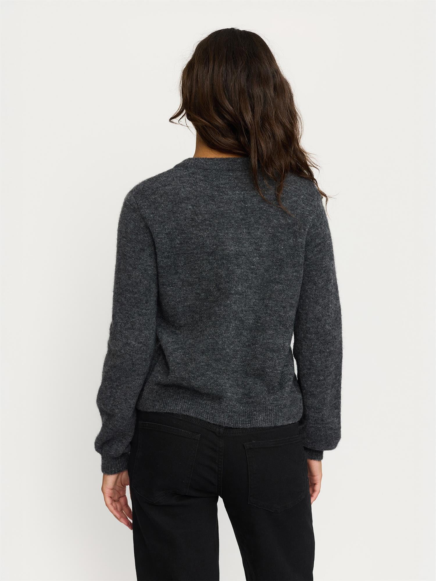 Allison o-neck cardigan knit - Mørkegrå