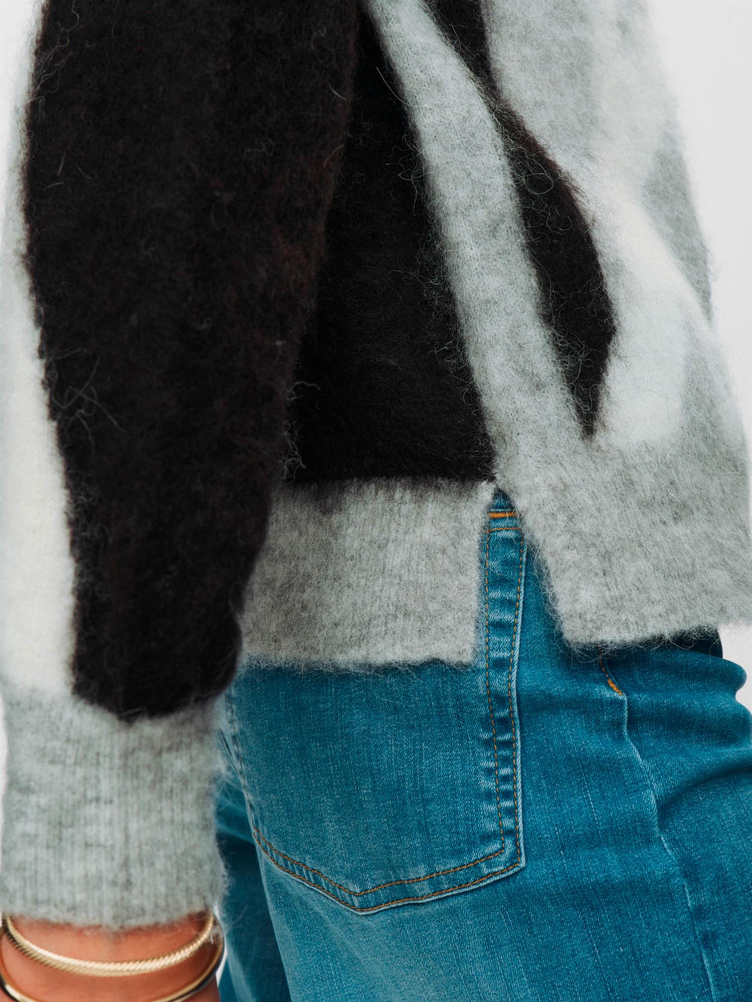 Suri brushed pattern pullover - Sort/Grå