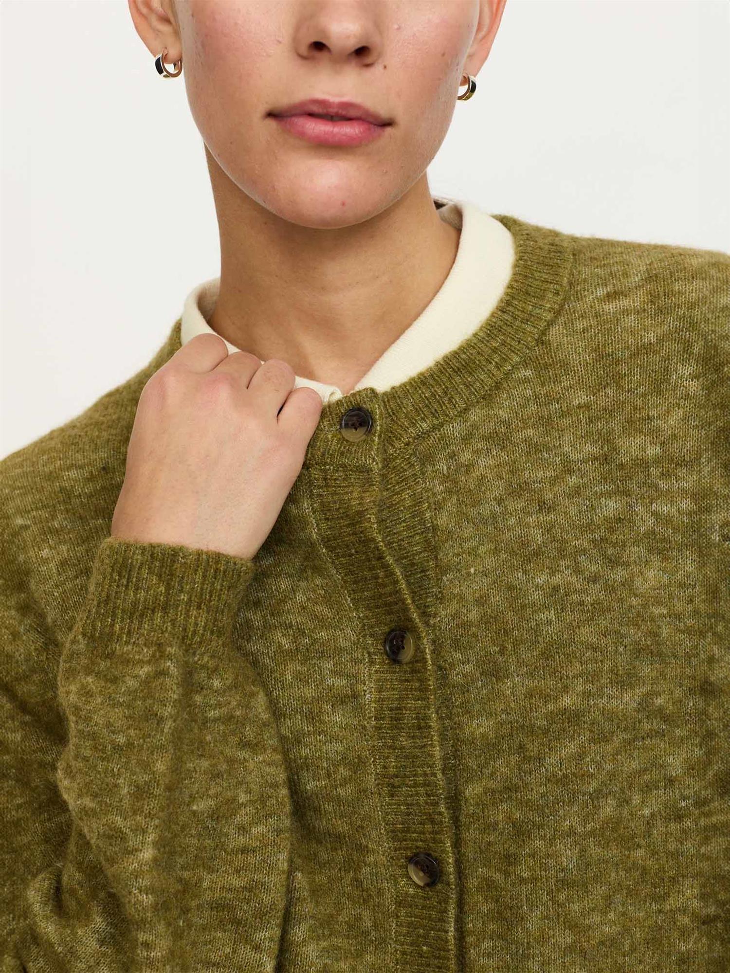 Allison O-neck cardigan knit - Grønn