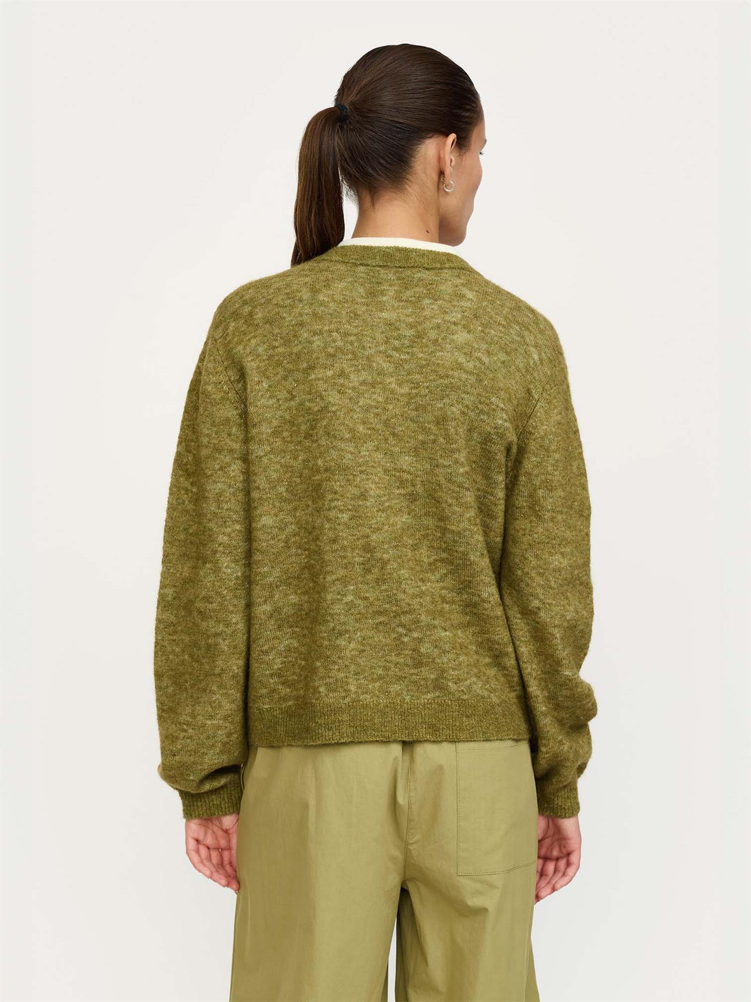 Allison O-neck cardigan knit - Grønn