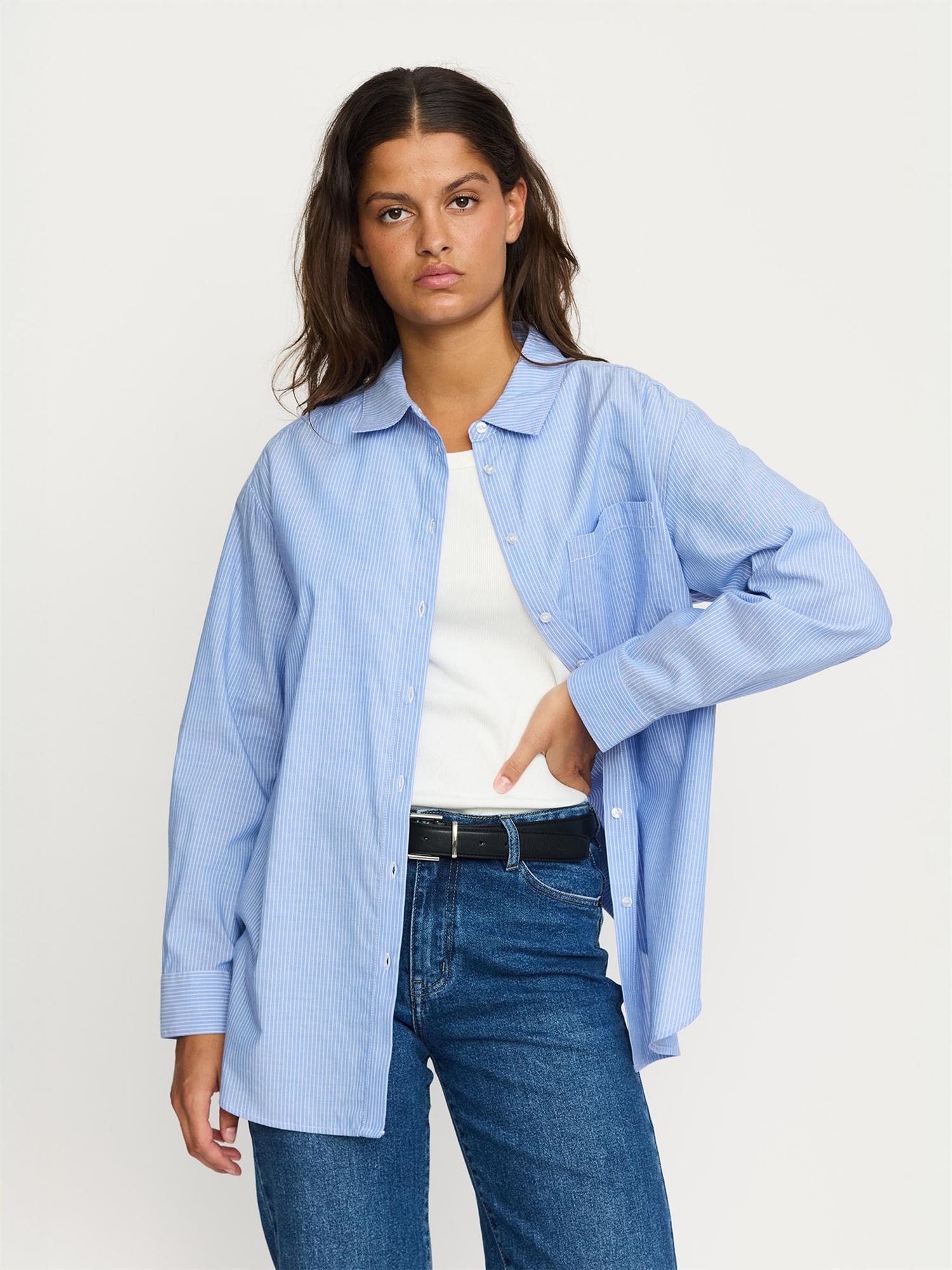 Veronica Striped Shirt - Blå/Hvit