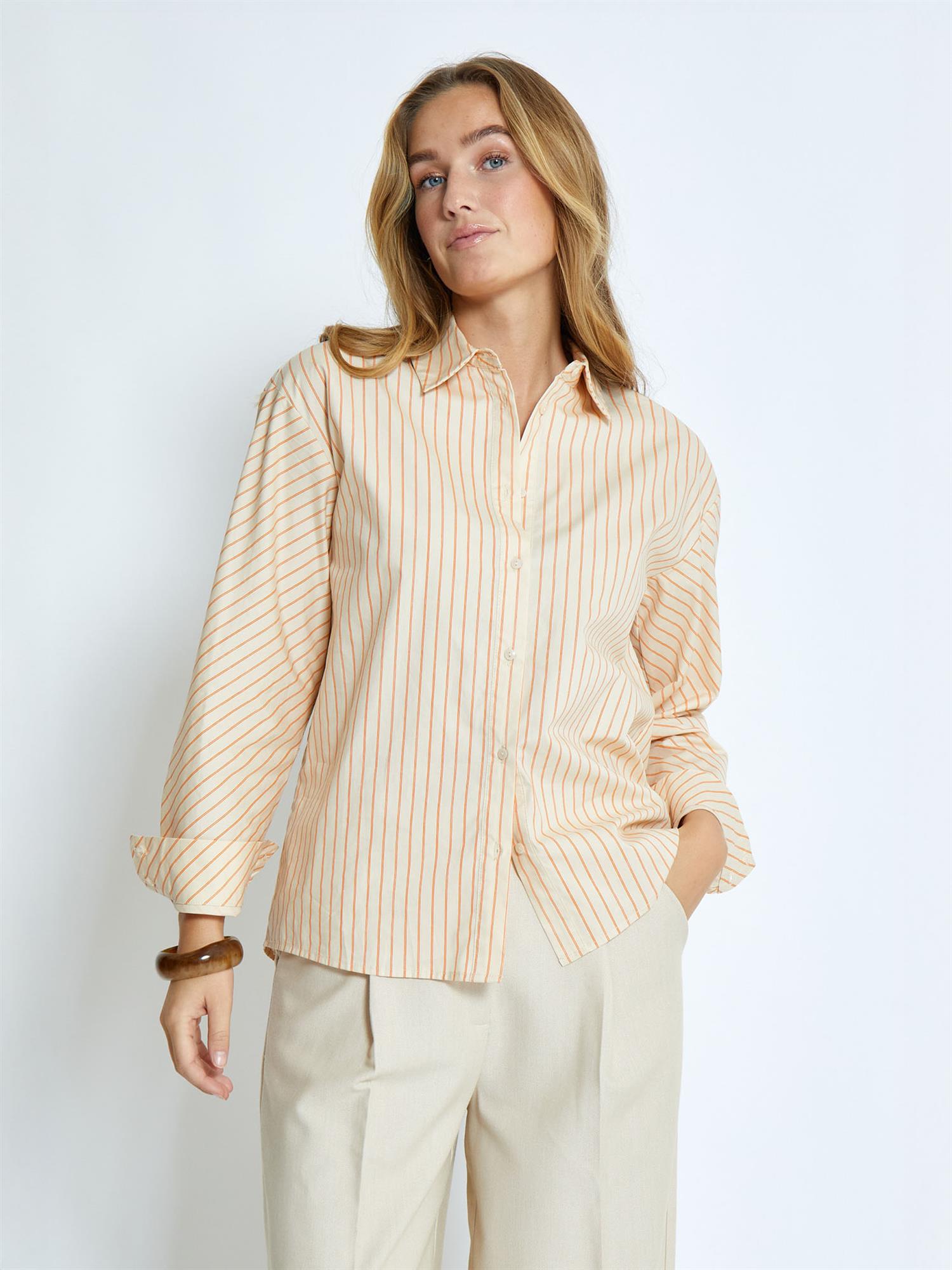 Everly Striped Shirt - Russet Orange Stripe