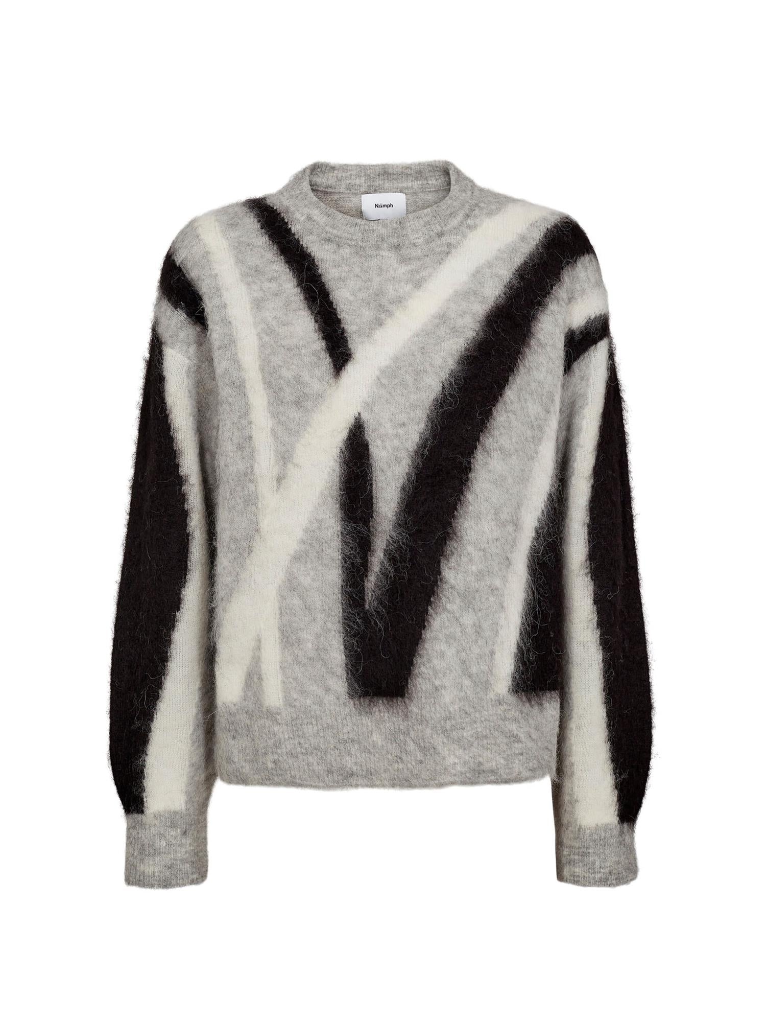 Suri brushed pattern pullover - Sort/Grå