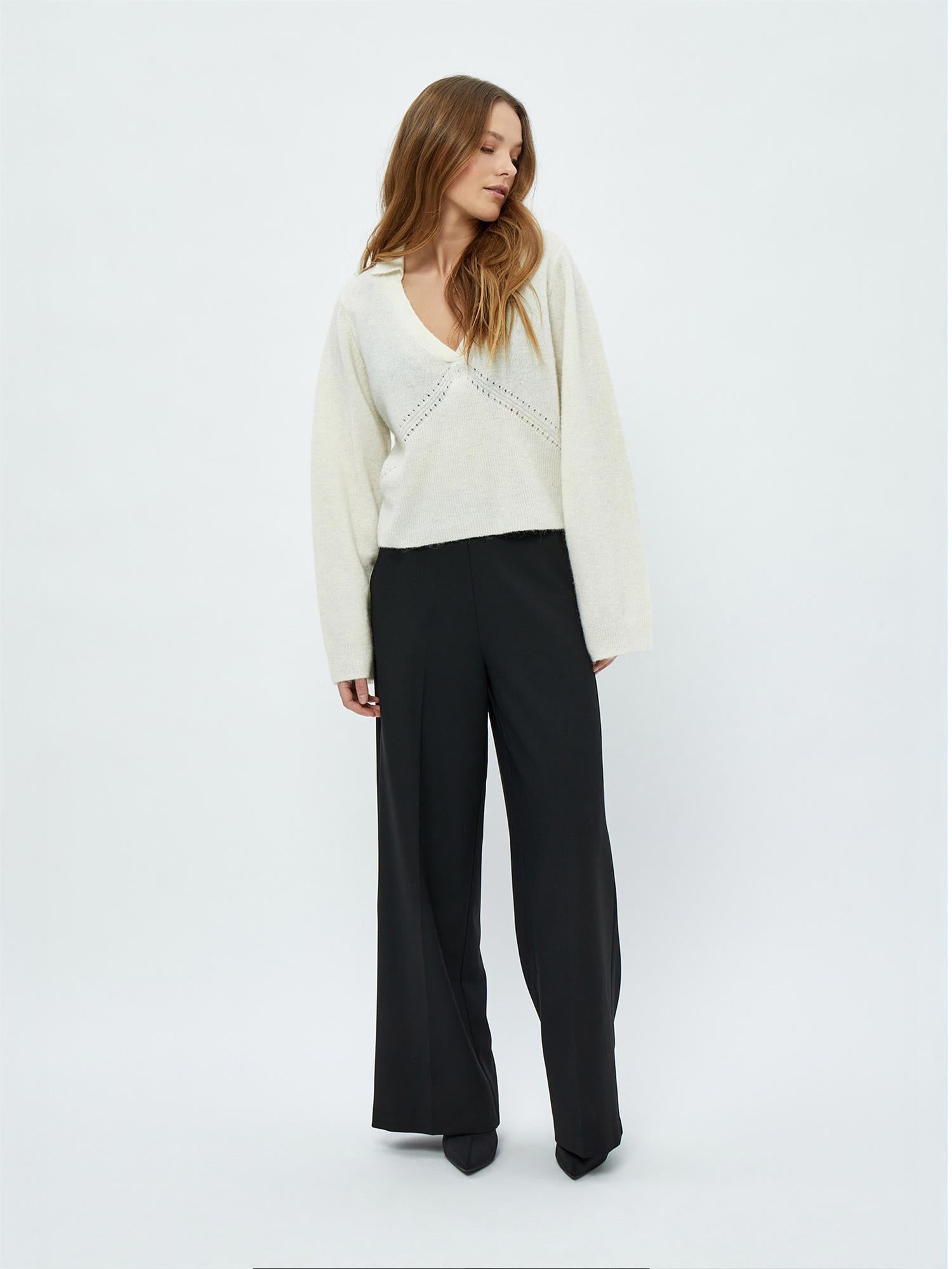 Delphine V-Neck Polo Knit Pullover