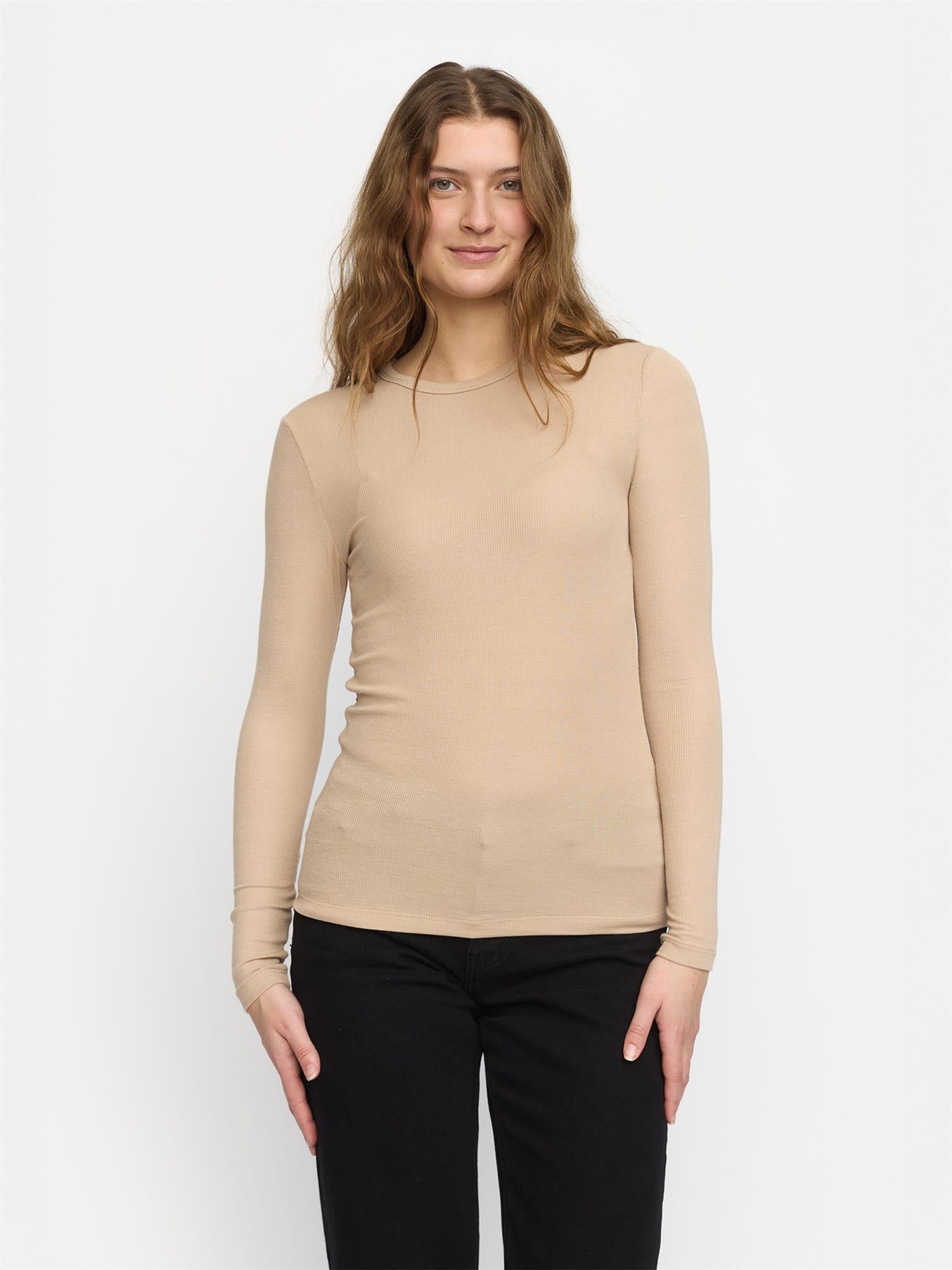 Fenja O-neck Top - Beige