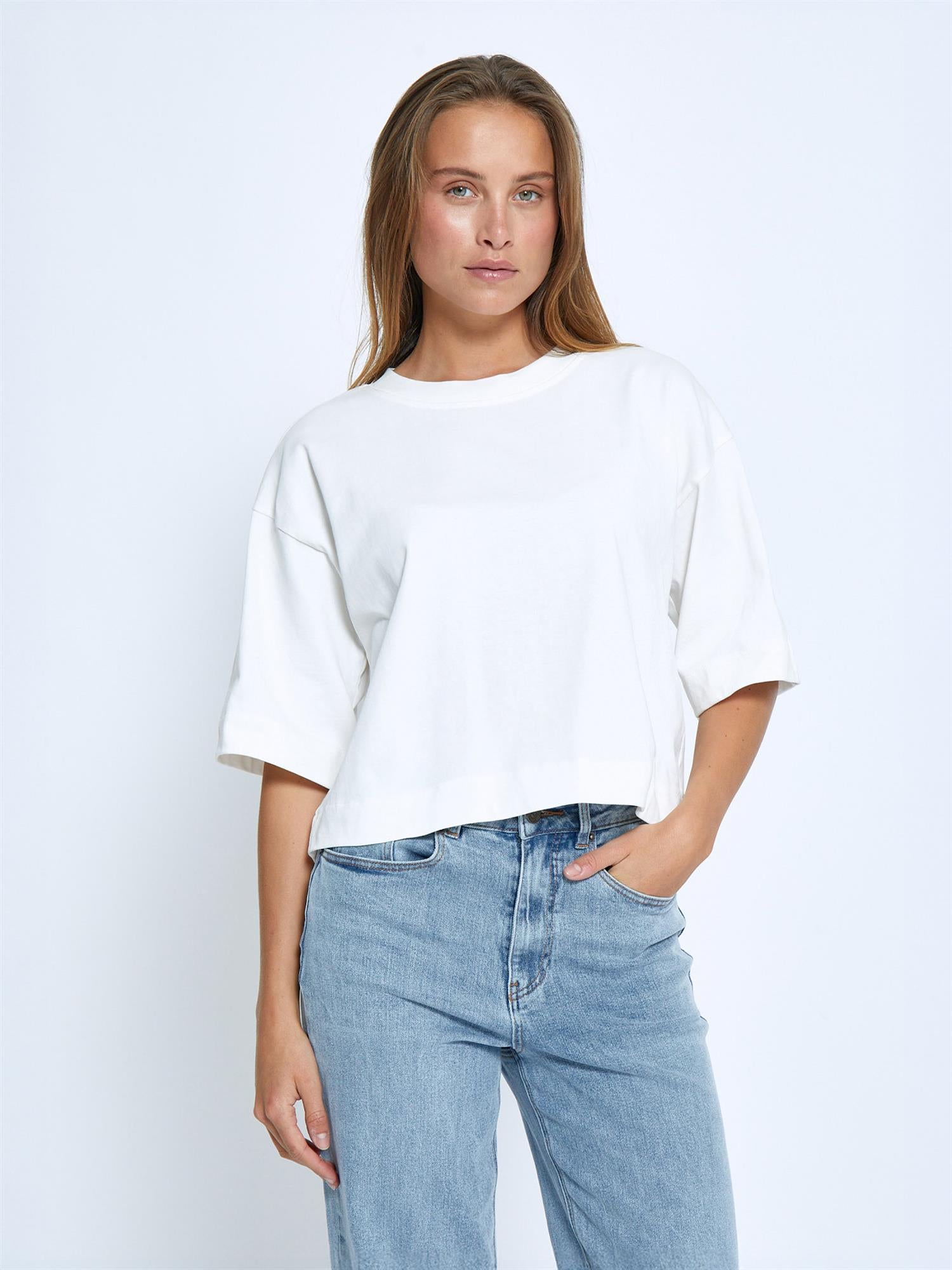 Gamma Cropped GOTS T-shirt - Hvit