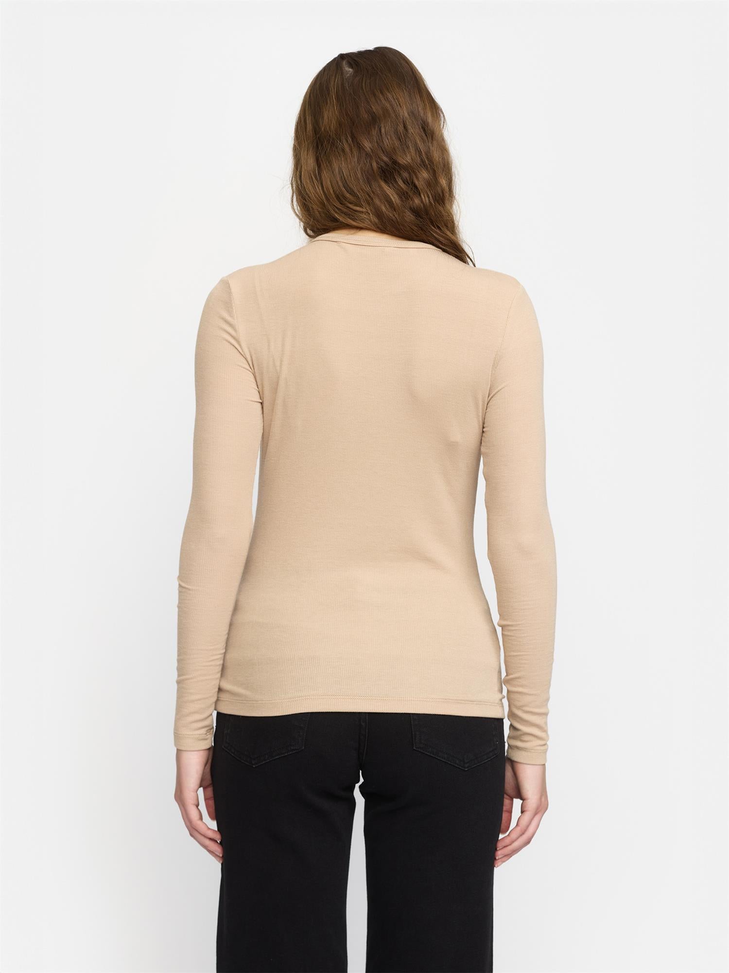 Fenja O-neck Top - Beige