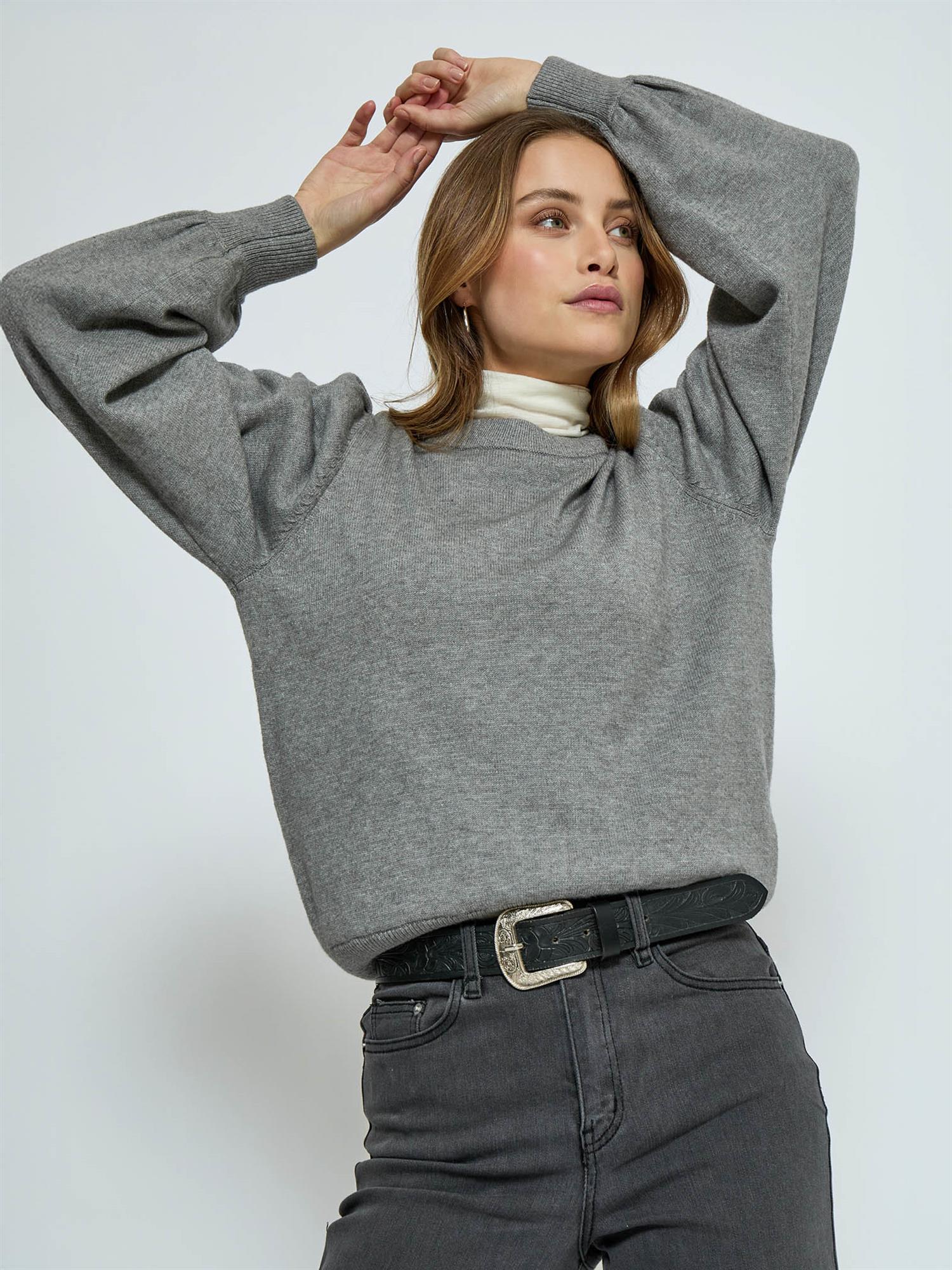 Judy Round Neck Pullover - Grå Melert