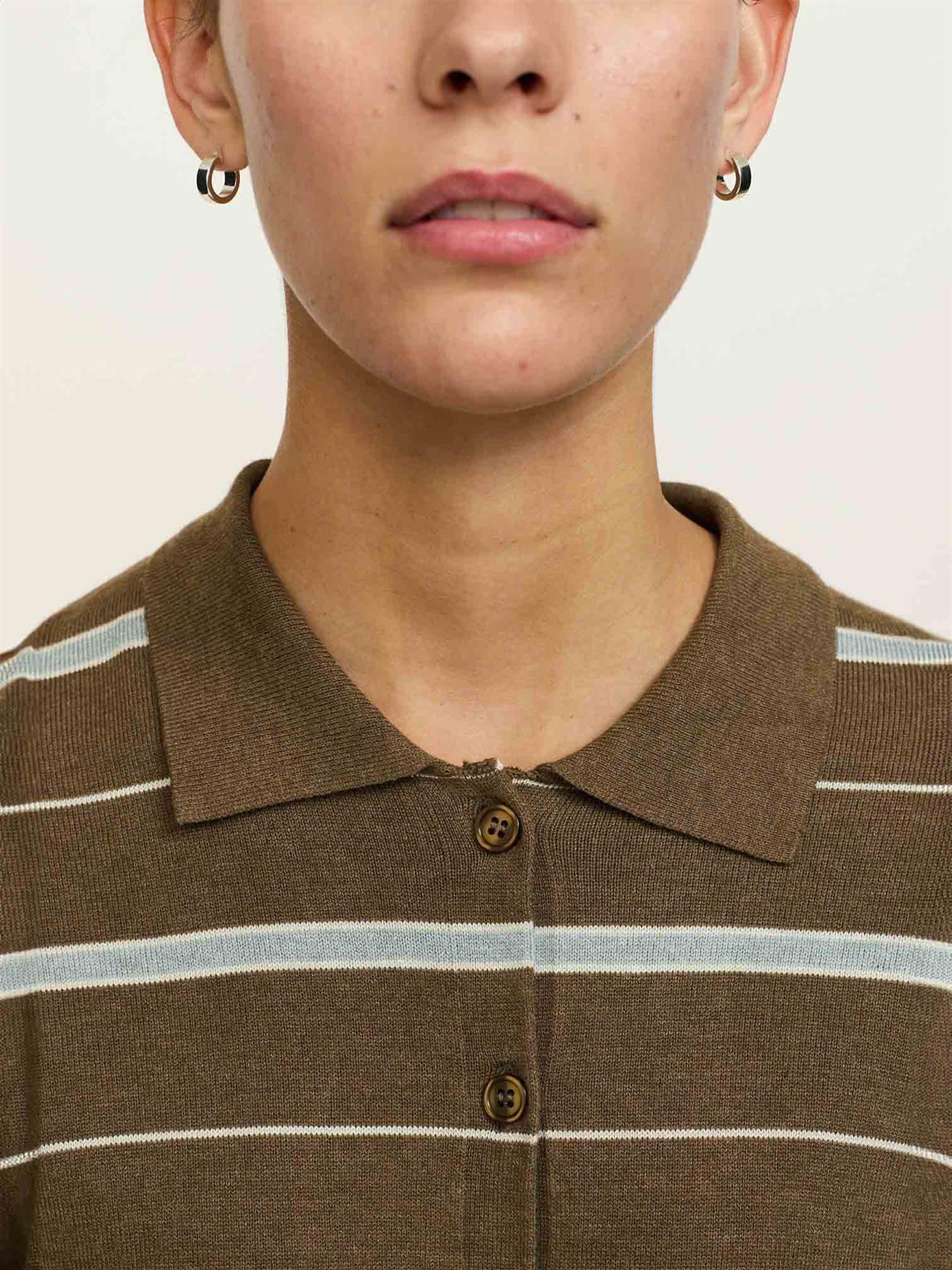 Marla collar striped knit - Brun/Blå
