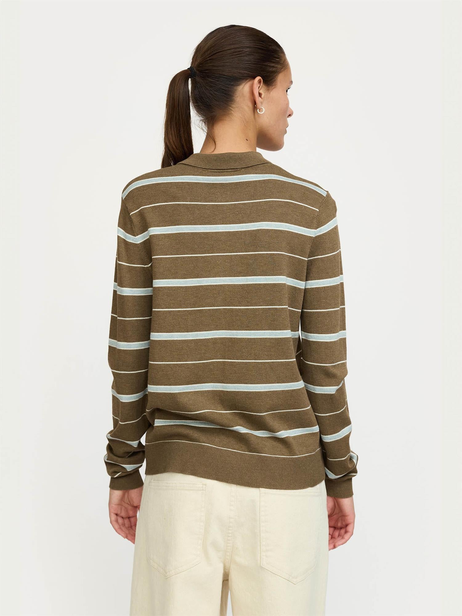 Marla collar striped knit - Brun/Blå