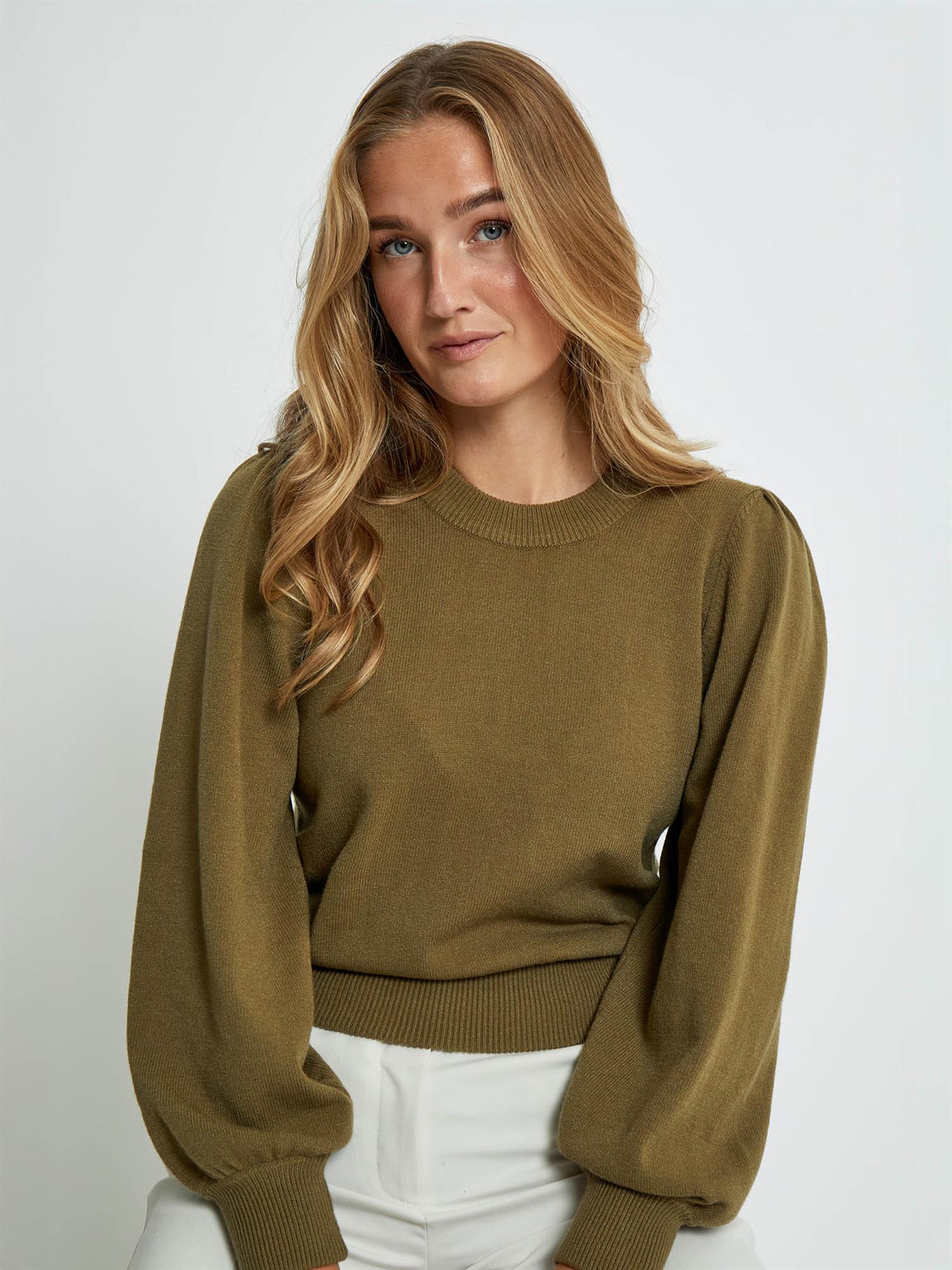 Judy Round Neck Pullover - Oliven
