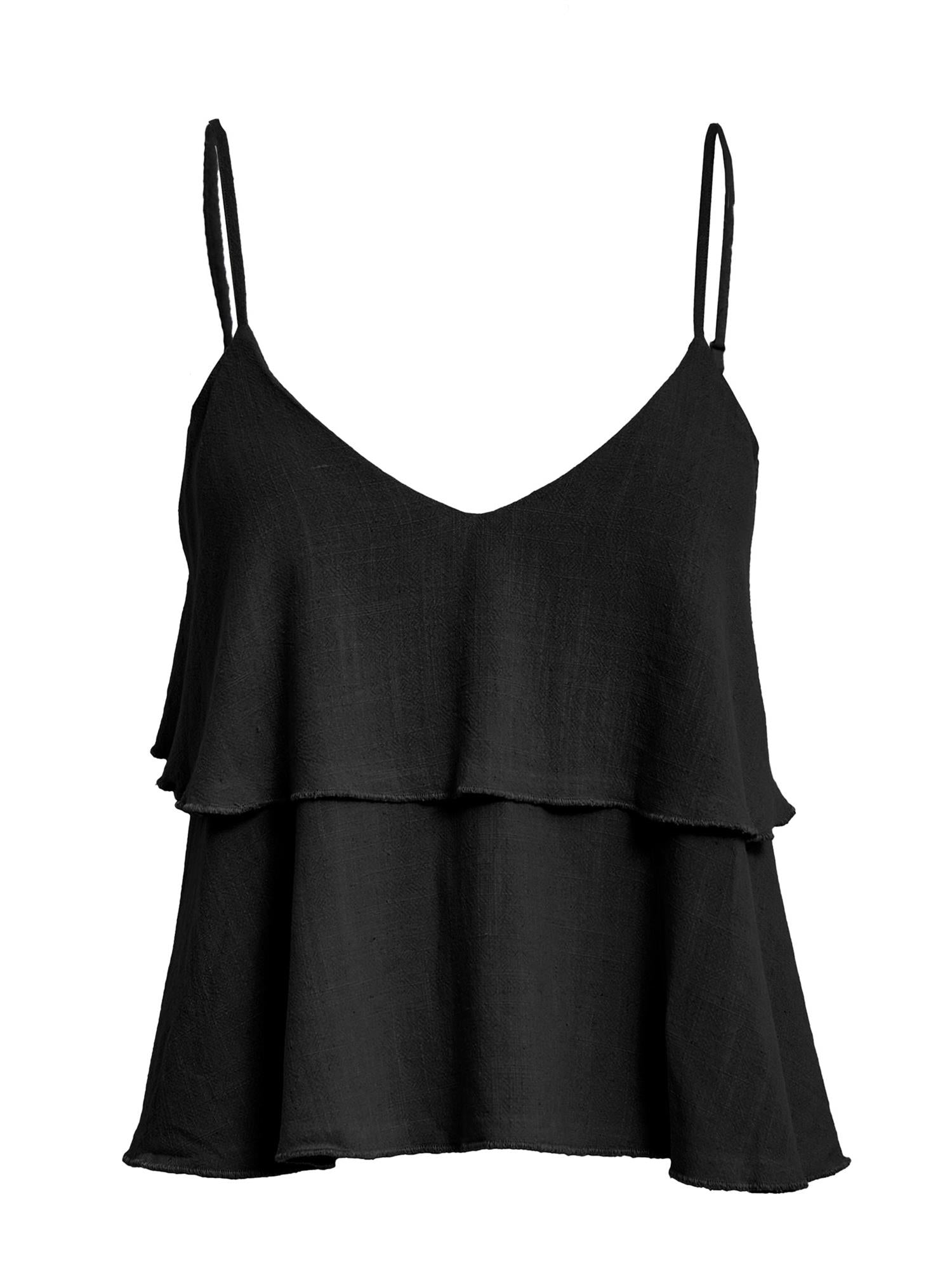 Natalie Linen Strap Top - Black