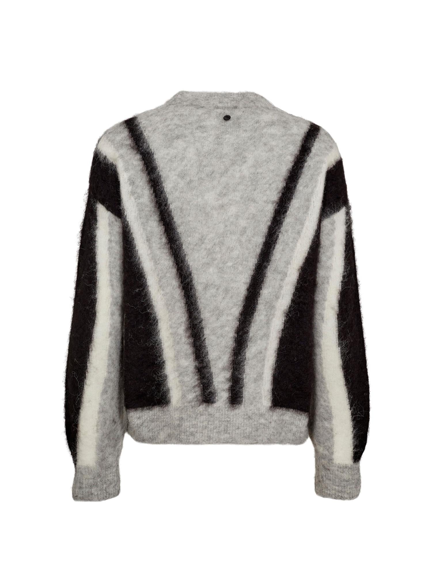 Suri brushed pattern pullover - Sort/Grå