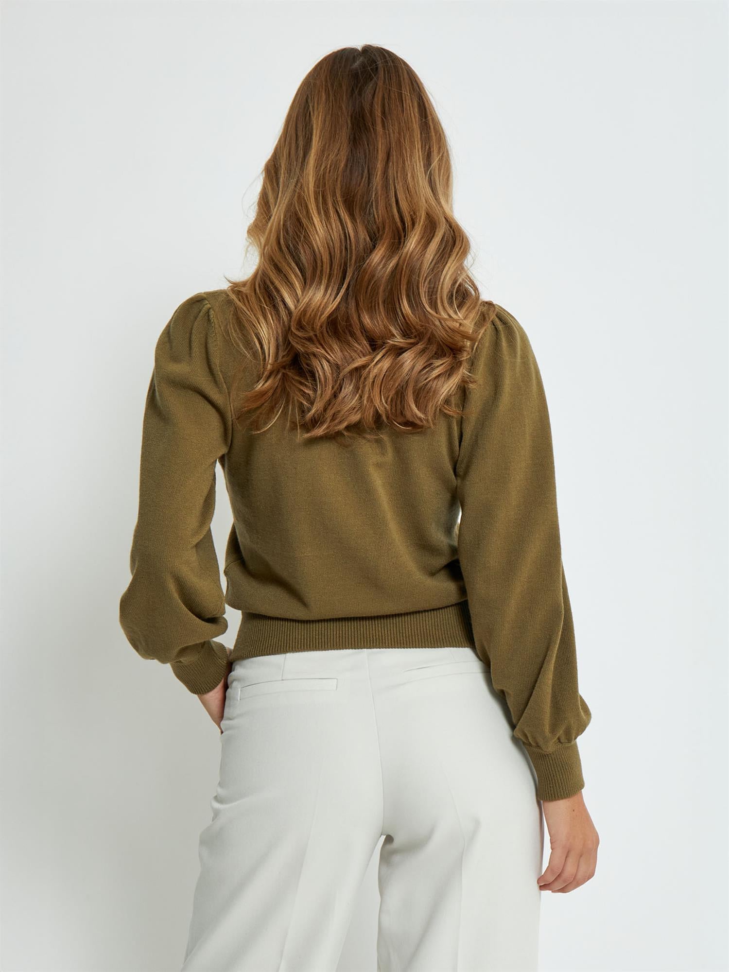 Judy Round Neck Pullover - Oliven
