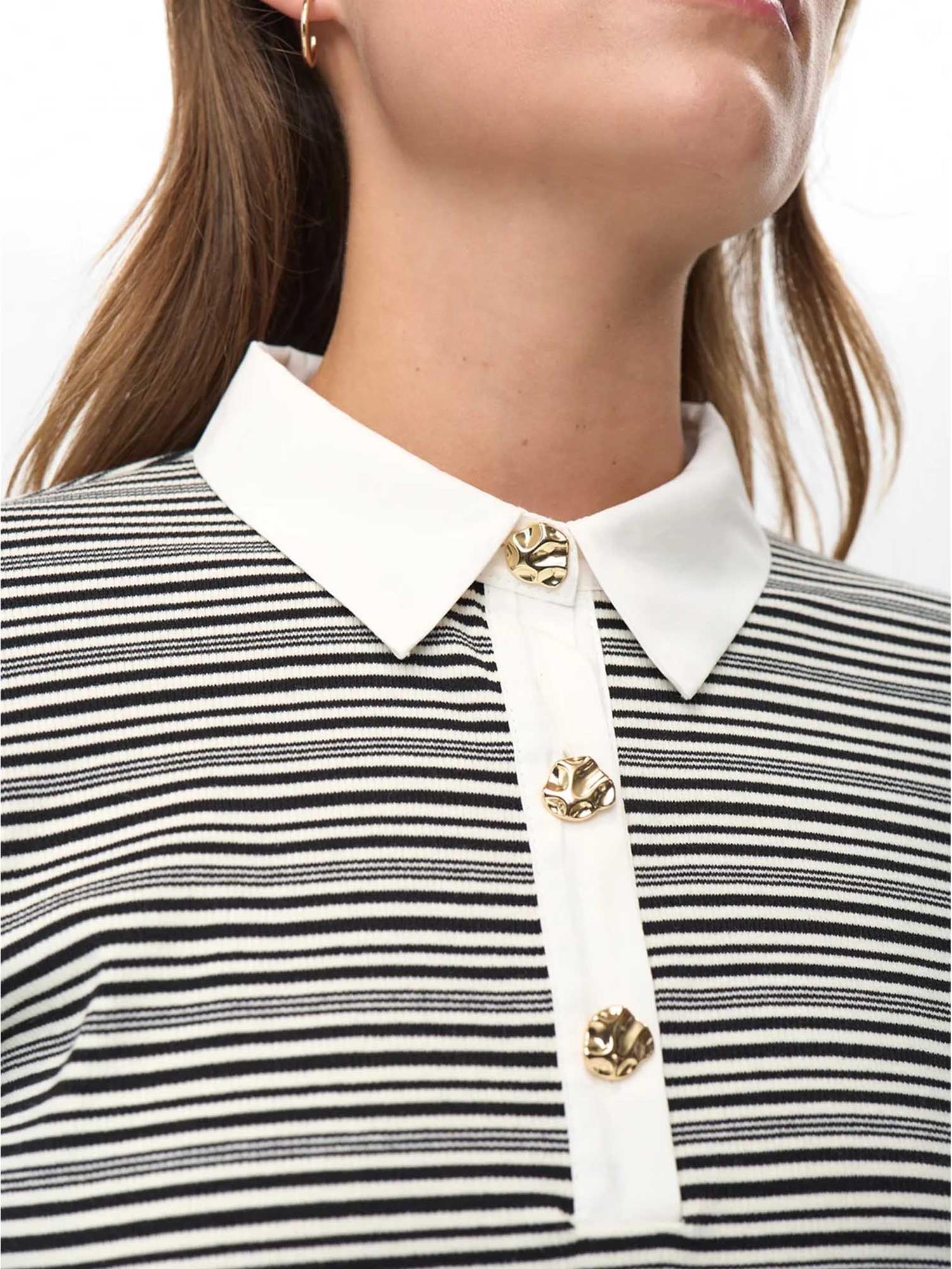 Emma LS polo - Sort/Hvit