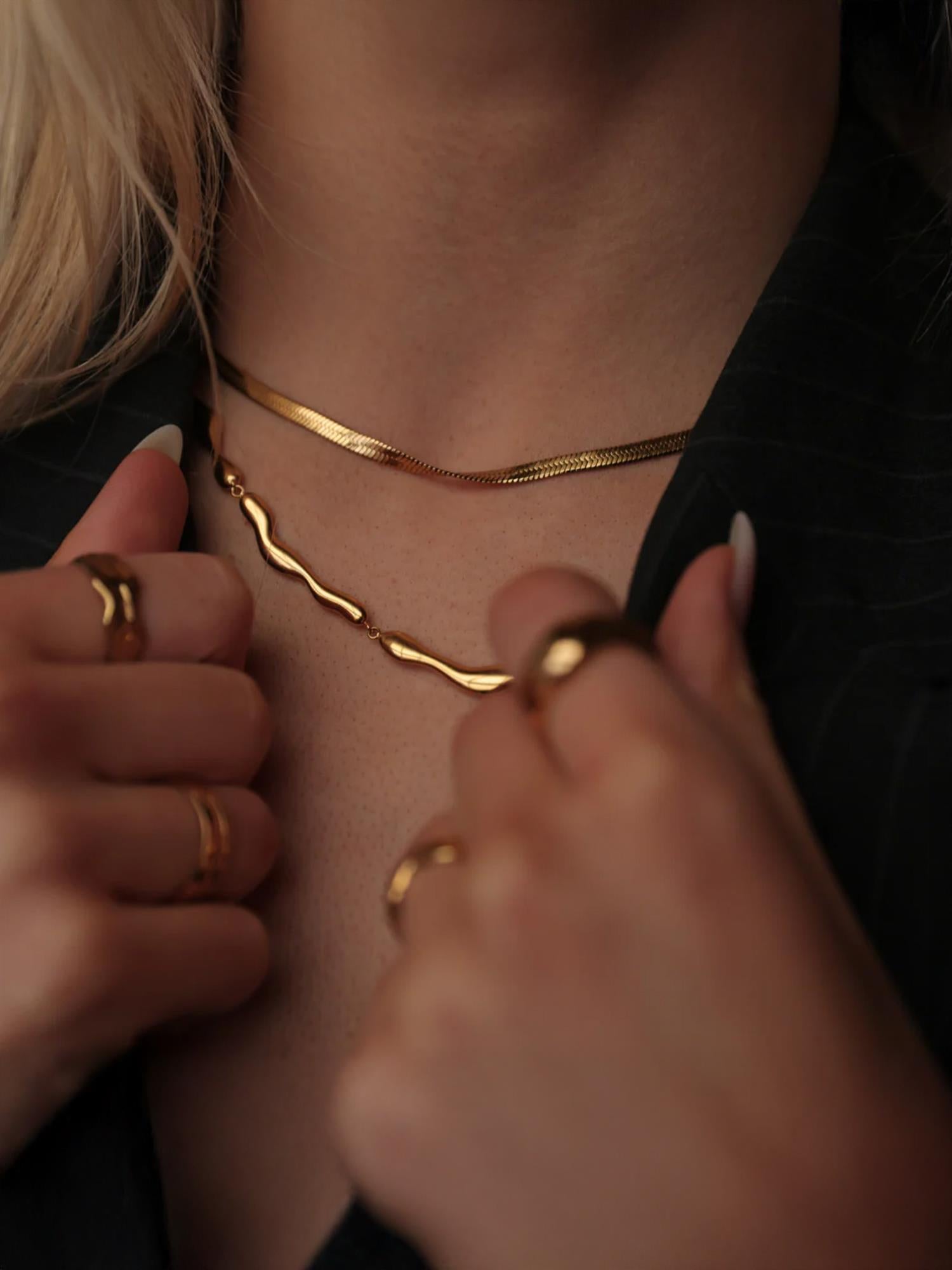 Snake - Necklace Gold-plated - Gull