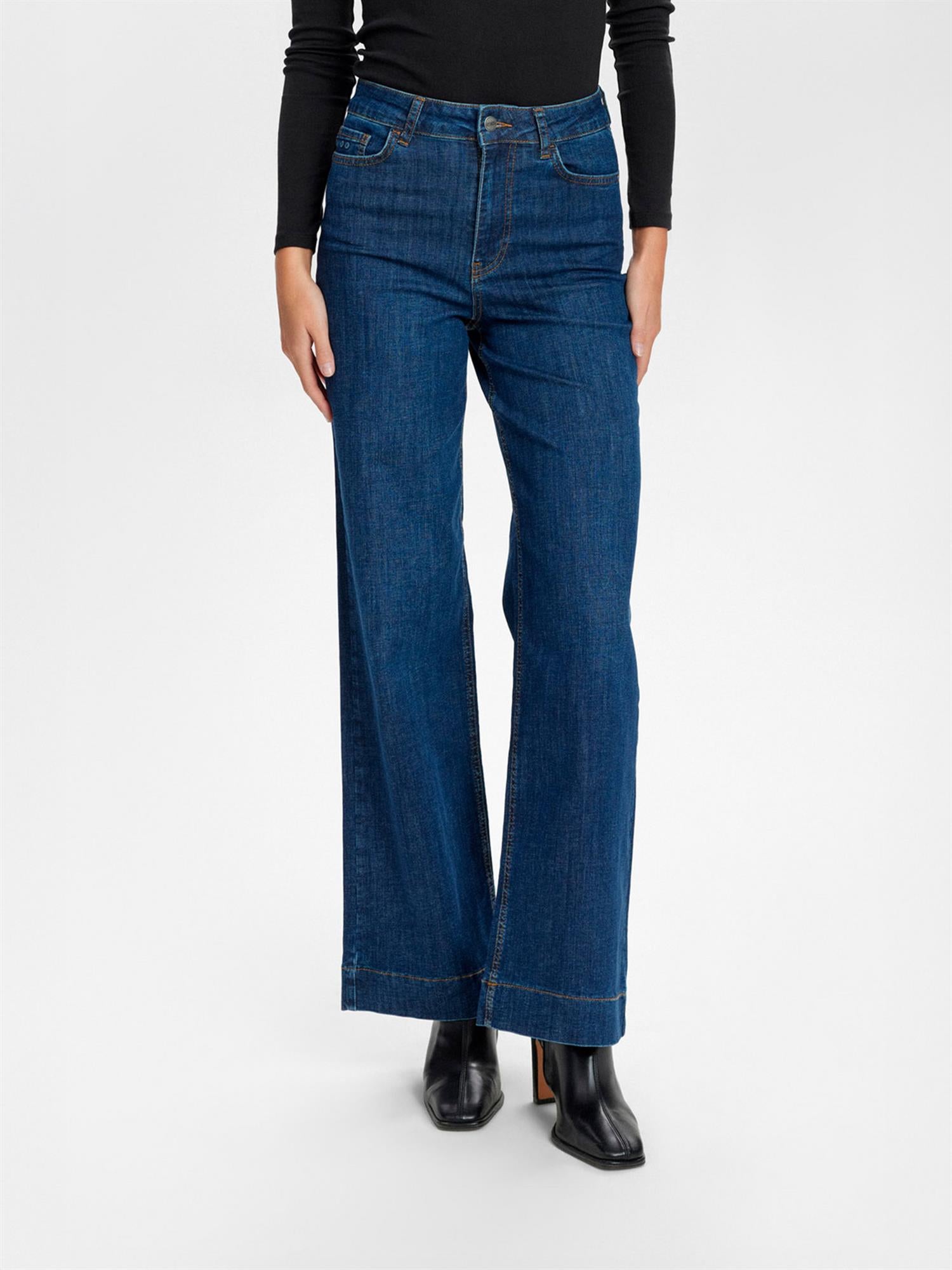 PARIS JEANS LONG DARK BLUE - Mørkeblå