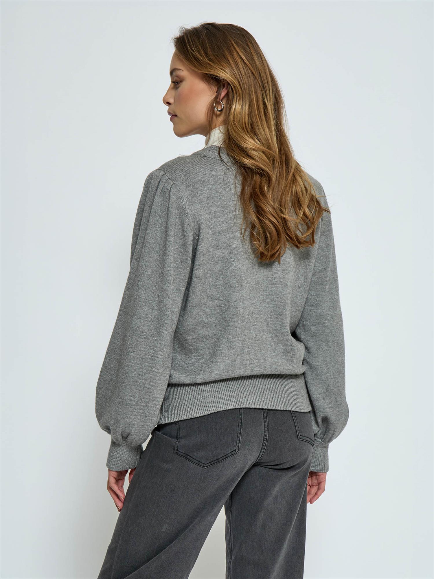 Judy Round Neck Pullover - Grå Melert