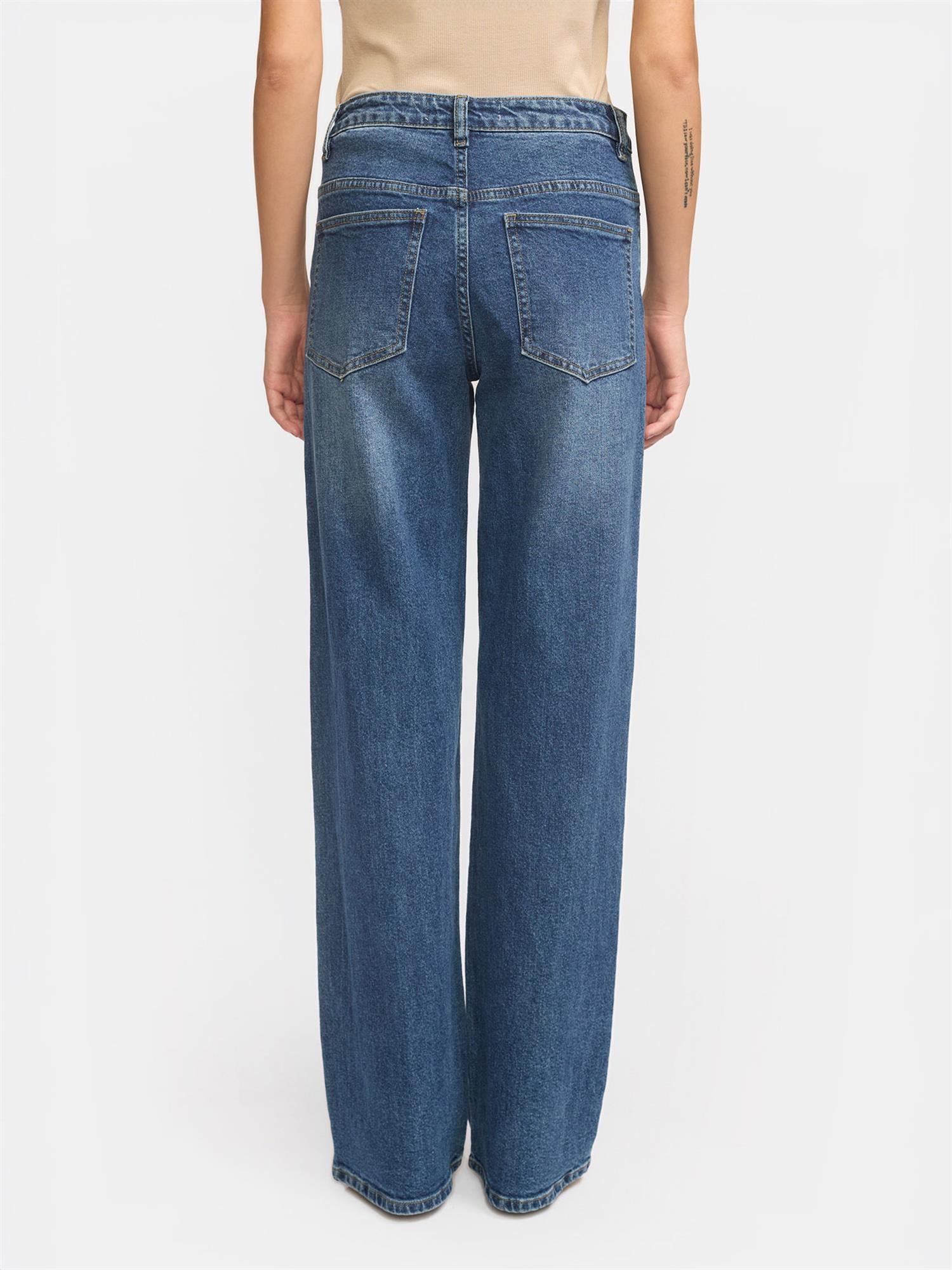 Willa Midwaist Wide Jeans - Mørkeblå