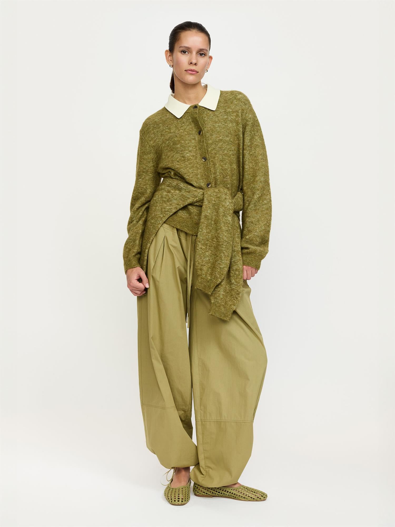 Allison O-neck cardigan knit - Grønn