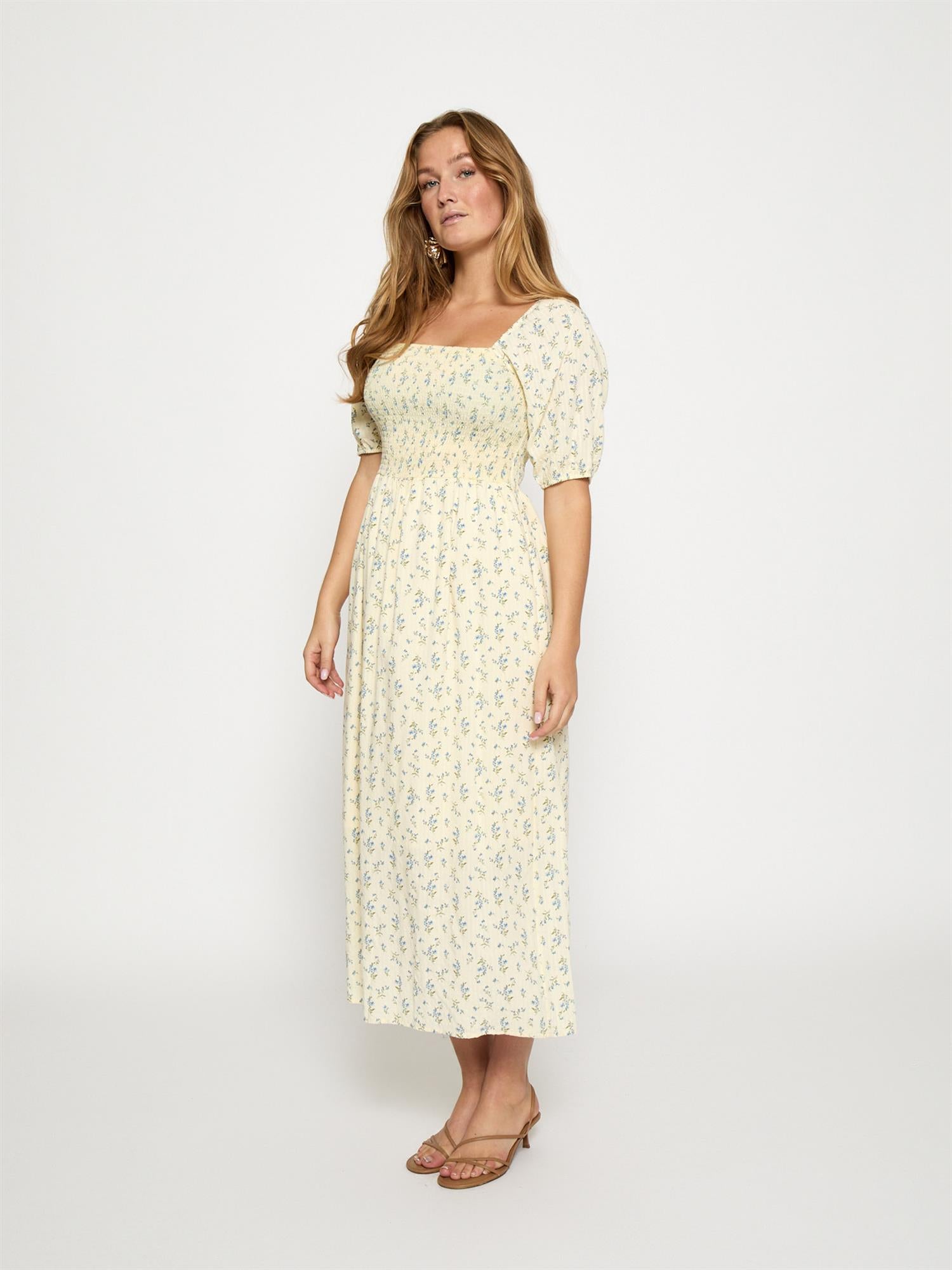 Anni Midi dress - Soft Yellow Print