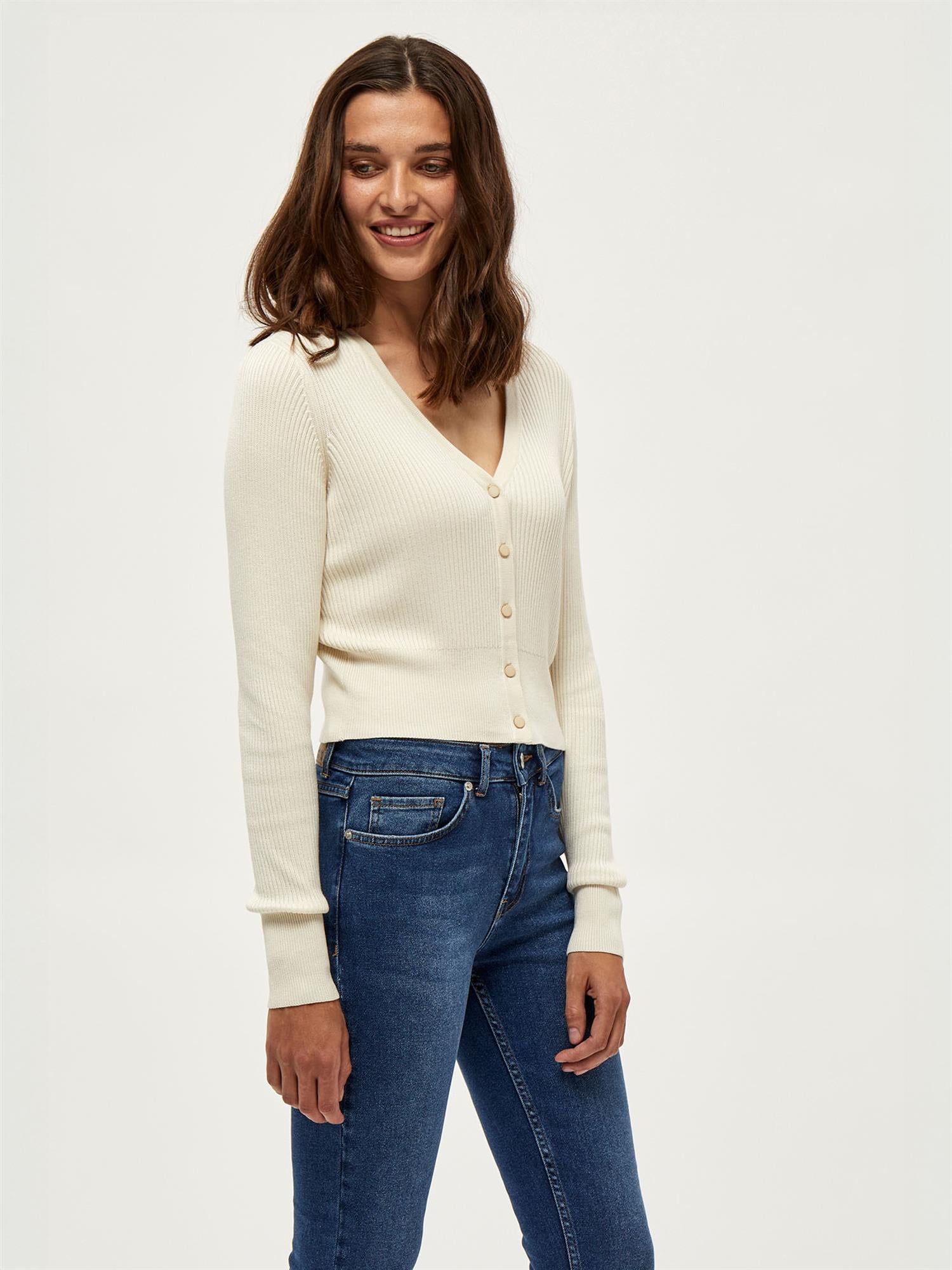 Geisha Rib Cardigan - Gardenia