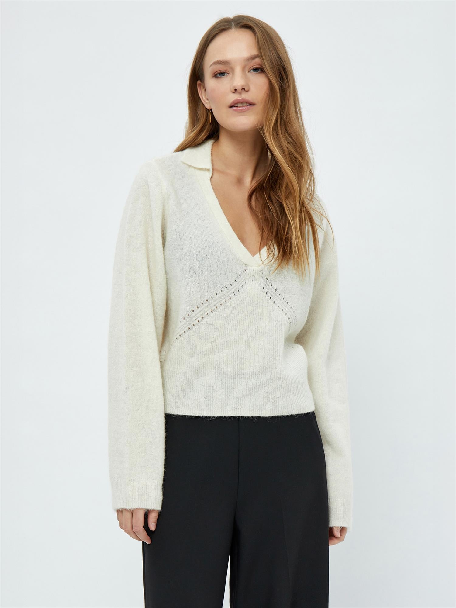 Delphine V-Neck Polo Knit Pullover