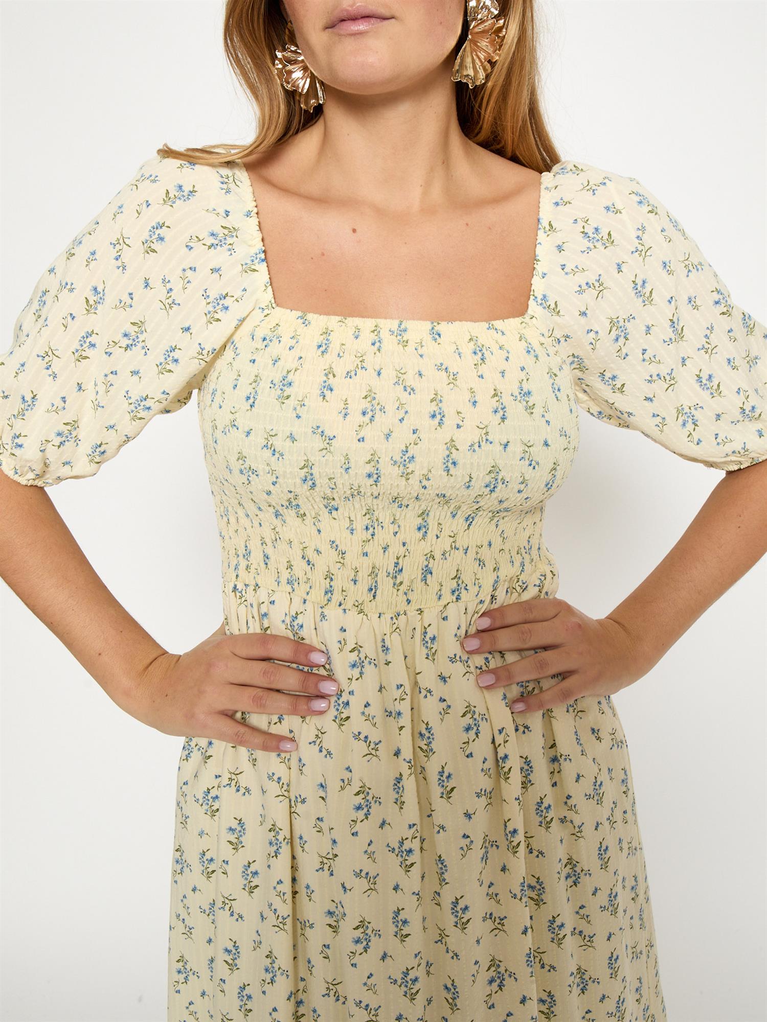 Anni Midi dress - Soft Yellow Print