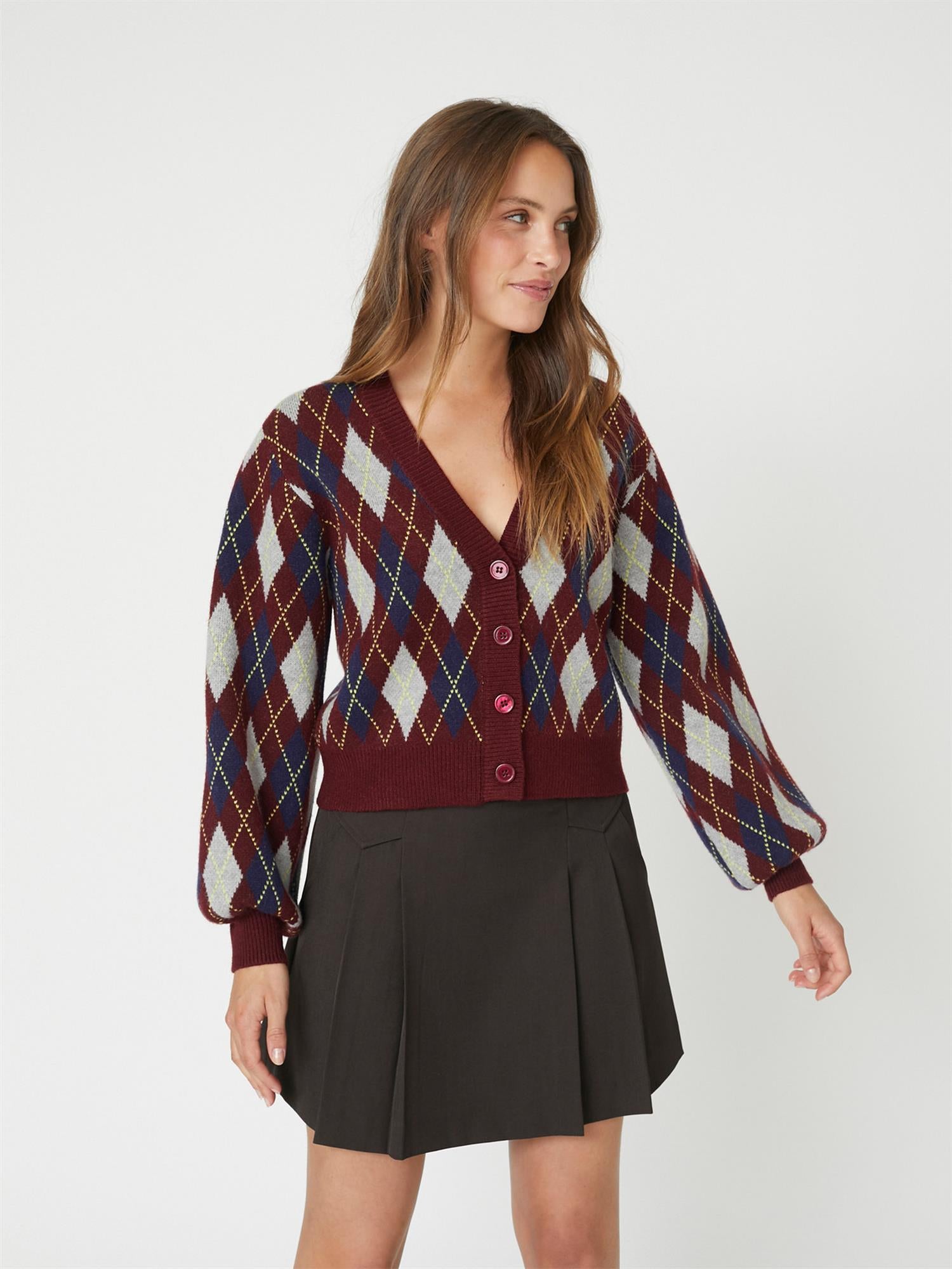 Row check cardigan