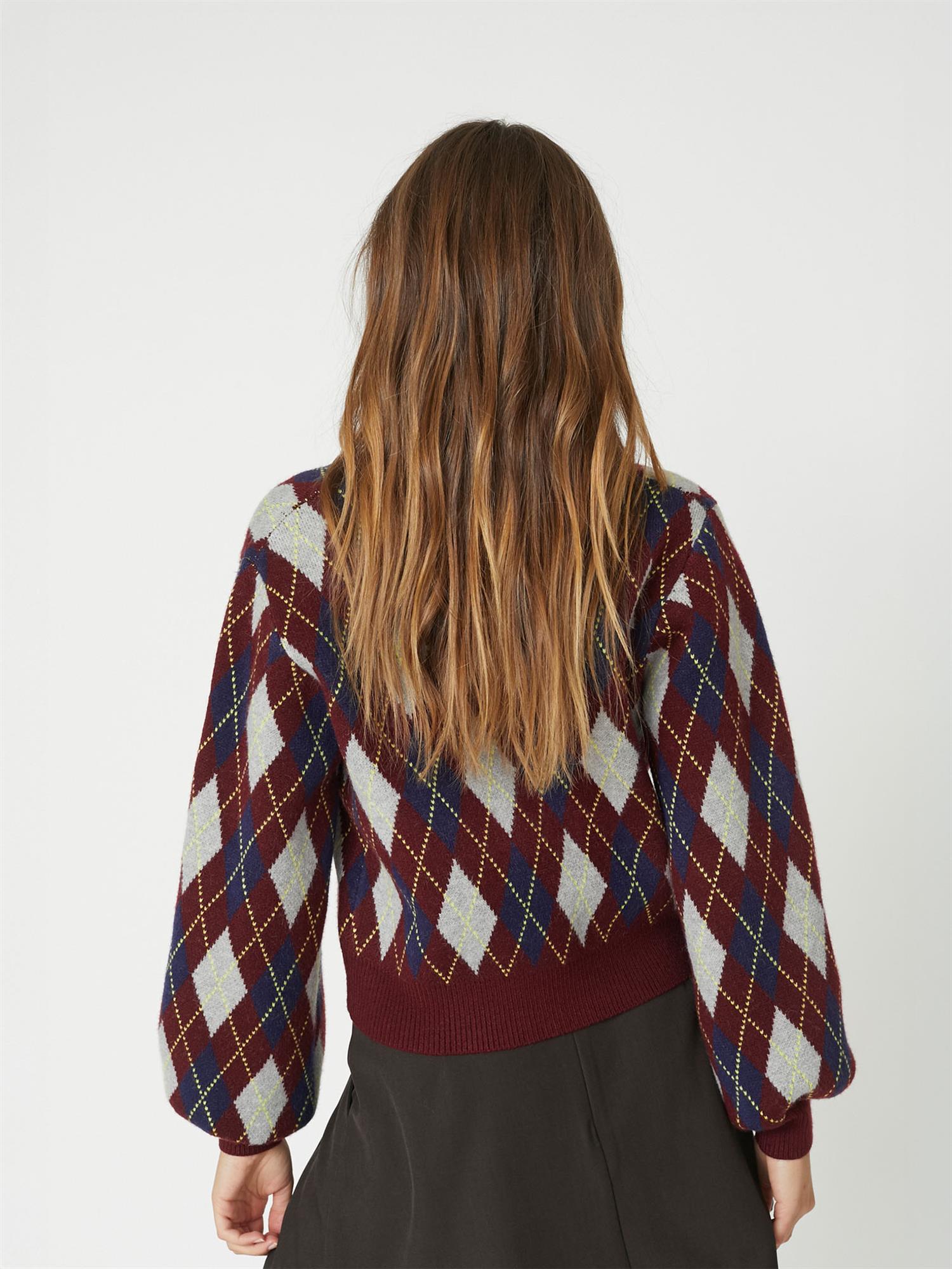 Row check cardigan