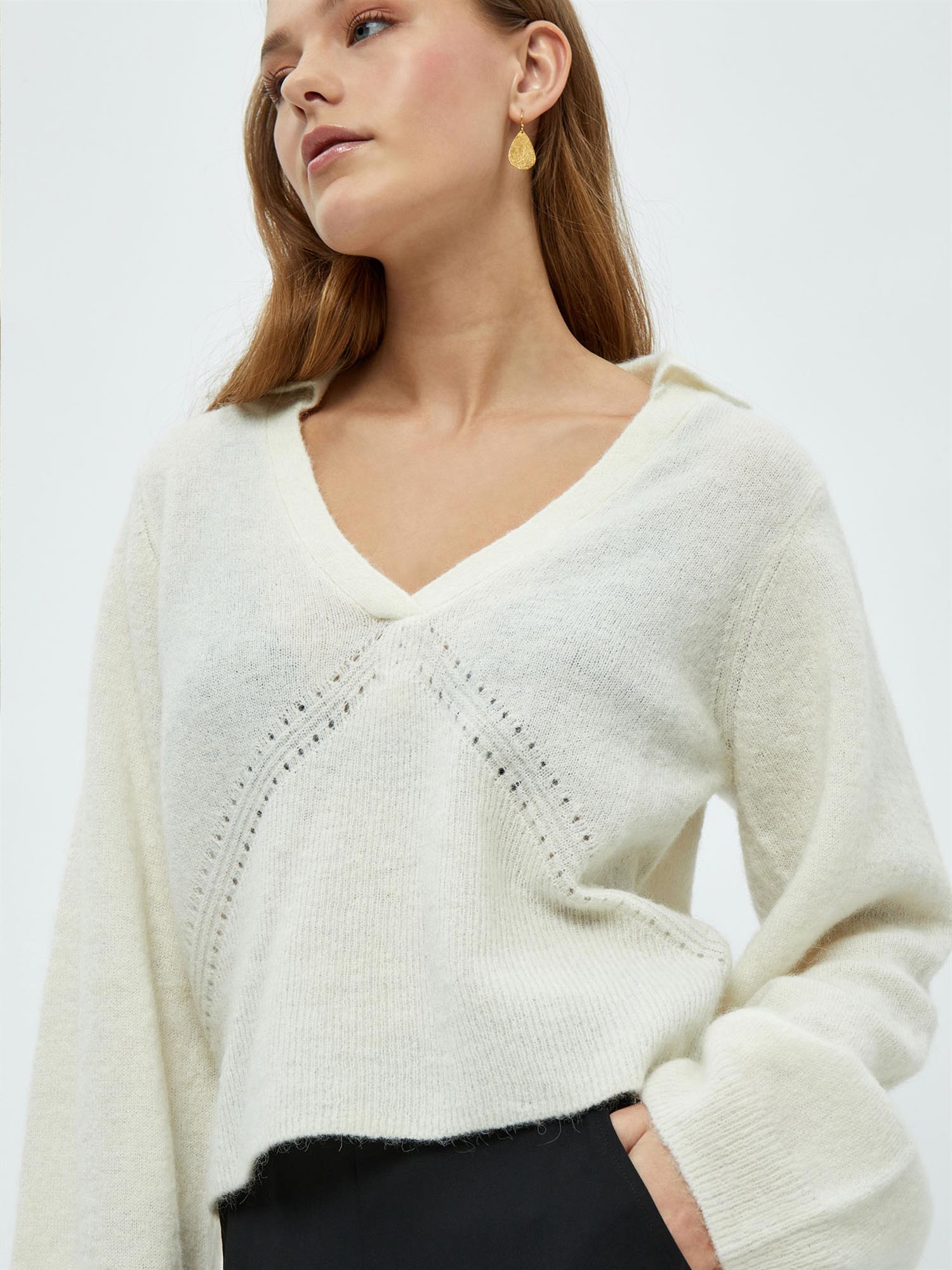 Delphine V-Neck Polo Knit Pullover