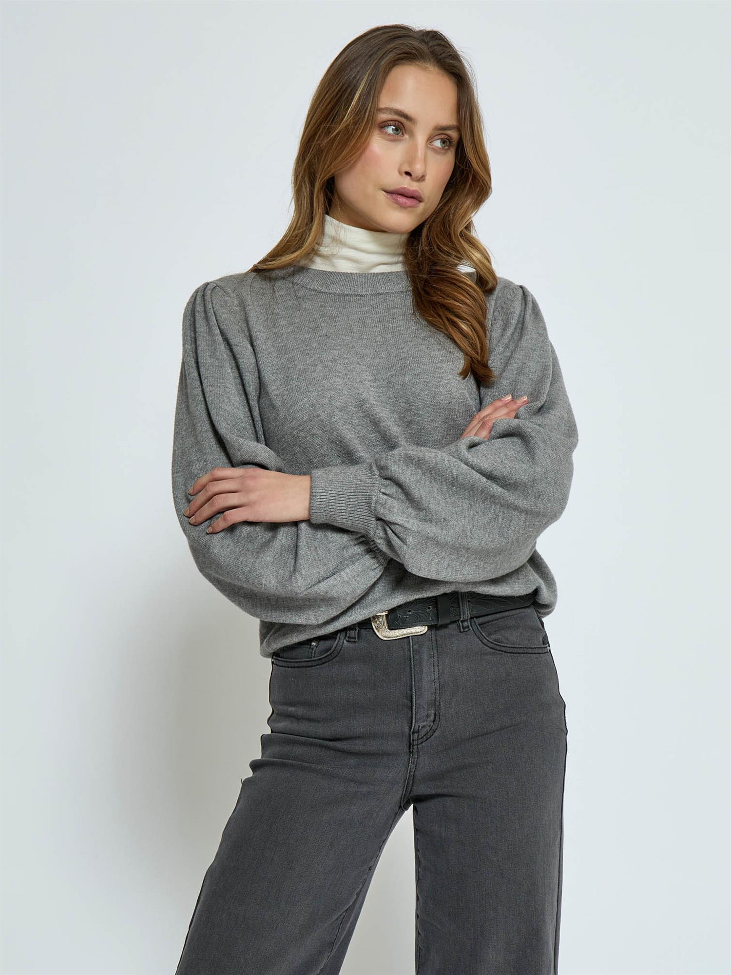 Judy Round Neck Pullover - Grå Melert