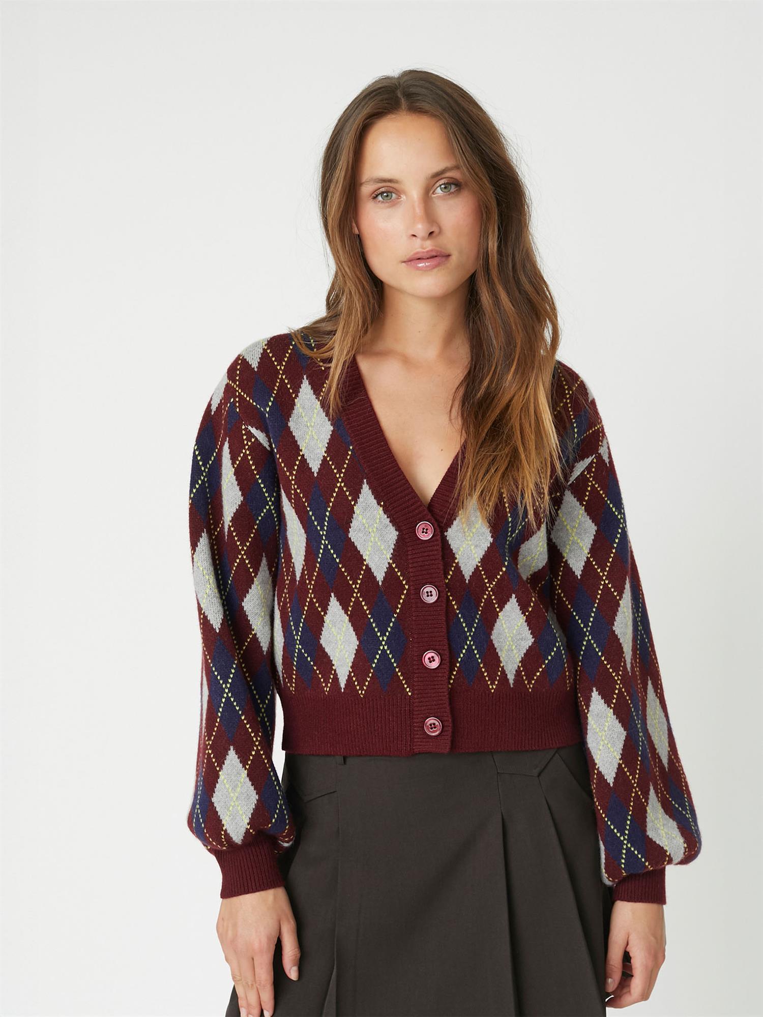 Row check cardigan